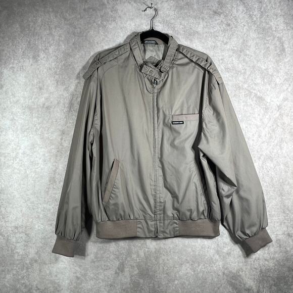 VTG Members Only Jacket Mens‎ L Beige Full Zip Iconic Cafe Racer 80s 90s Moto - Picture 1 of 12